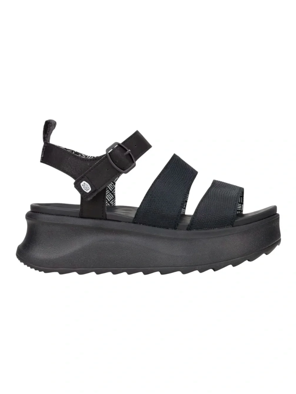 HEYDUDE Delray Buckle Classic Black Platform Strap Sandals Size 10